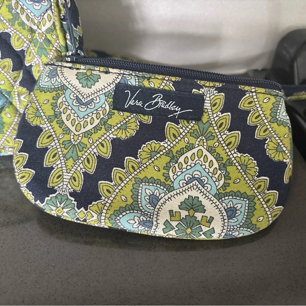 Vera Bradley Green and Blue Clutch and Wristlet Set